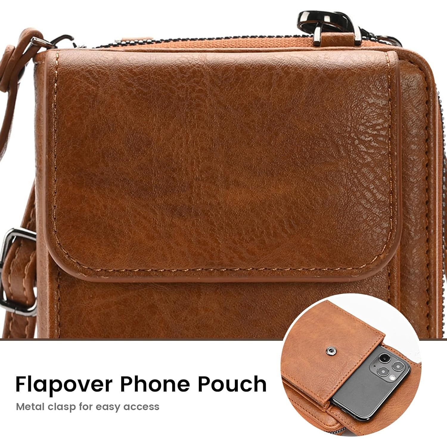 VNLVNL Small Leather Crossbody Bag Cell Phone Purse Women Mini Shoulder Wallet with Credit Card Slots