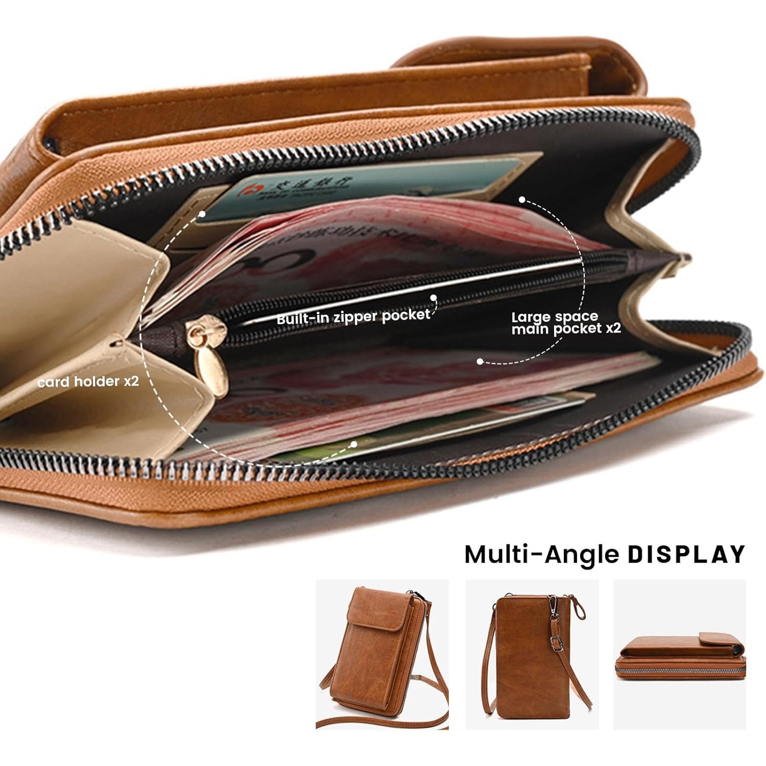 VNLVNL Small Leather Crossbody Bag Cell Phone Purse Women Mini Shoulder Wallet with Credit Card Slots