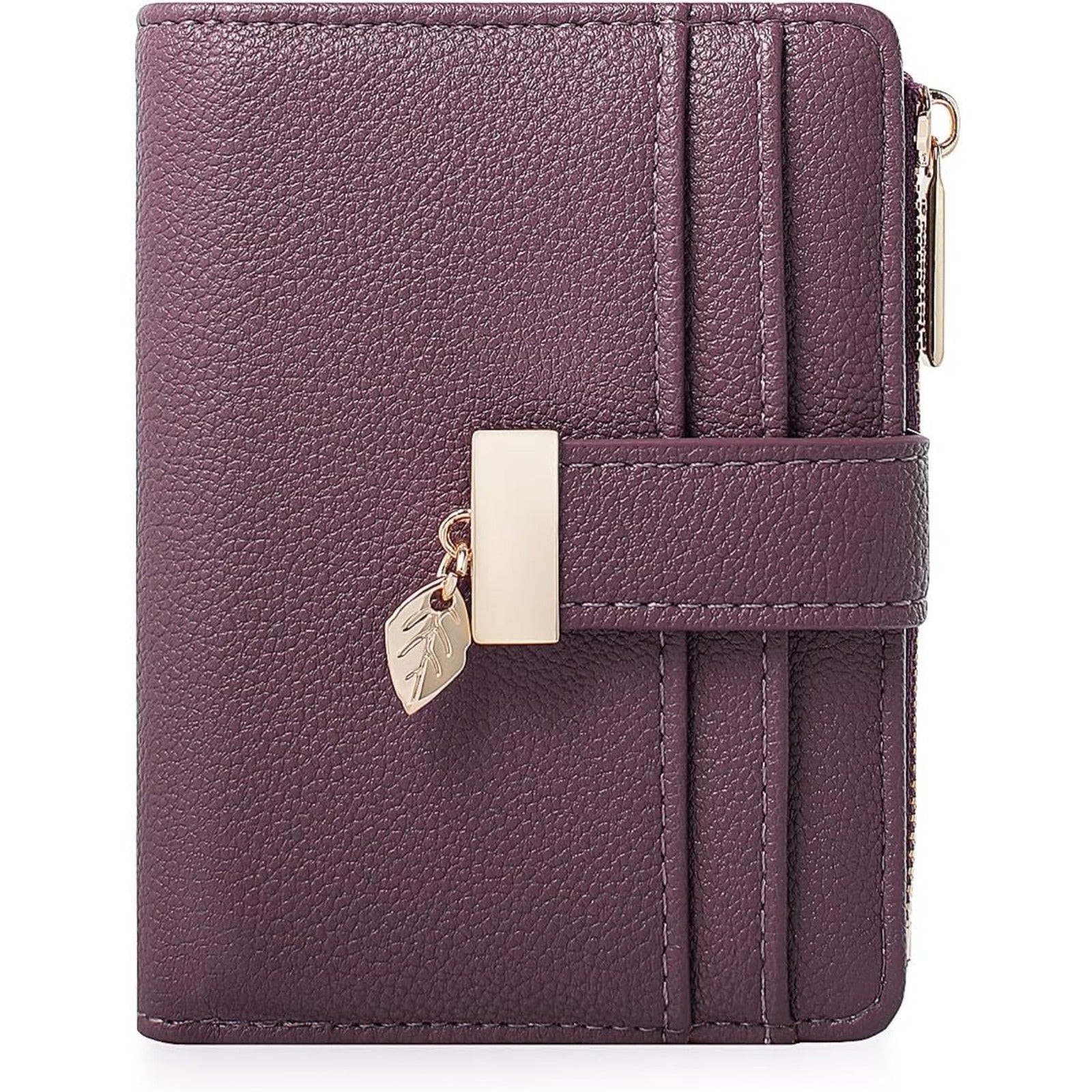 VNLVNL Wallet Women Bifold Leather Wallets for Women Credit Card Holder with ID Window Zipper Coin Pocket Deep Purple