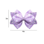 Glitter Navy Blue Ribbon Hair Bows for Girls 2pcs 4in Sparkly Sequin Cheer Bow Alligator Clips for Teens Toddler Kids School Uniform Dance Wedding Dress Accessory Birthday Gift