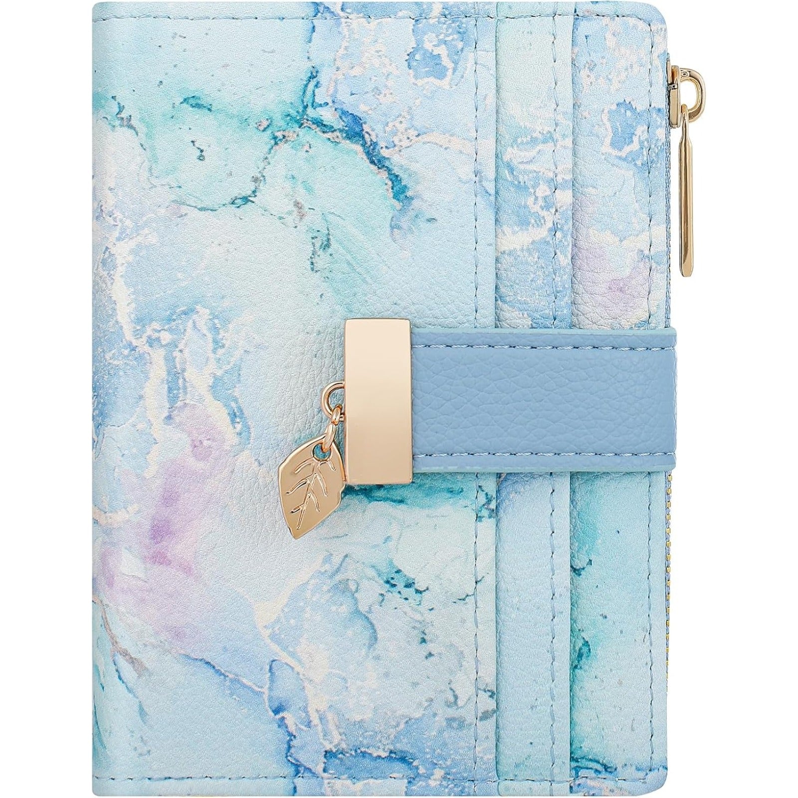 VNLVNL Wallet Women Bifold Leather Wallets for Women Credit Card Holder with ID Window Zipper Coin Pocket Deep Purple