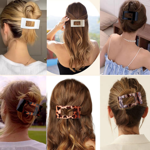 4 PCS Flat Hair Clips, Large Flat Claw Clips for Women Girls, Strong Hold French Hair Clips for Thick Thin Hair, Stylish Classic Hair Barrettes(Neutral Matte)