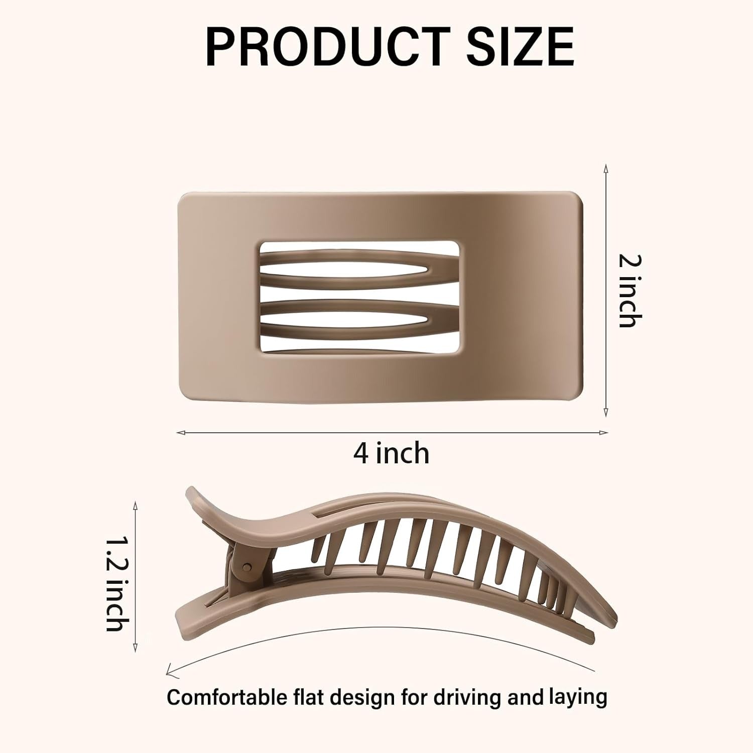 4 PCS Flat Hair Clips, Large Flat Claw Clips for Women Girls, Strong Hold French Hair Clips for Thick Thin Hair, Stylish Classic Hair Barrettes(Neutral Matte)