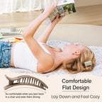 4 PCS Flat Hair Clips, Large Flat Claw Clips for Women Girls, Strong Hold French Hair Clips for Thick Thin Hair, Stylish Classic Hair Barrettes(Neutral Matte)