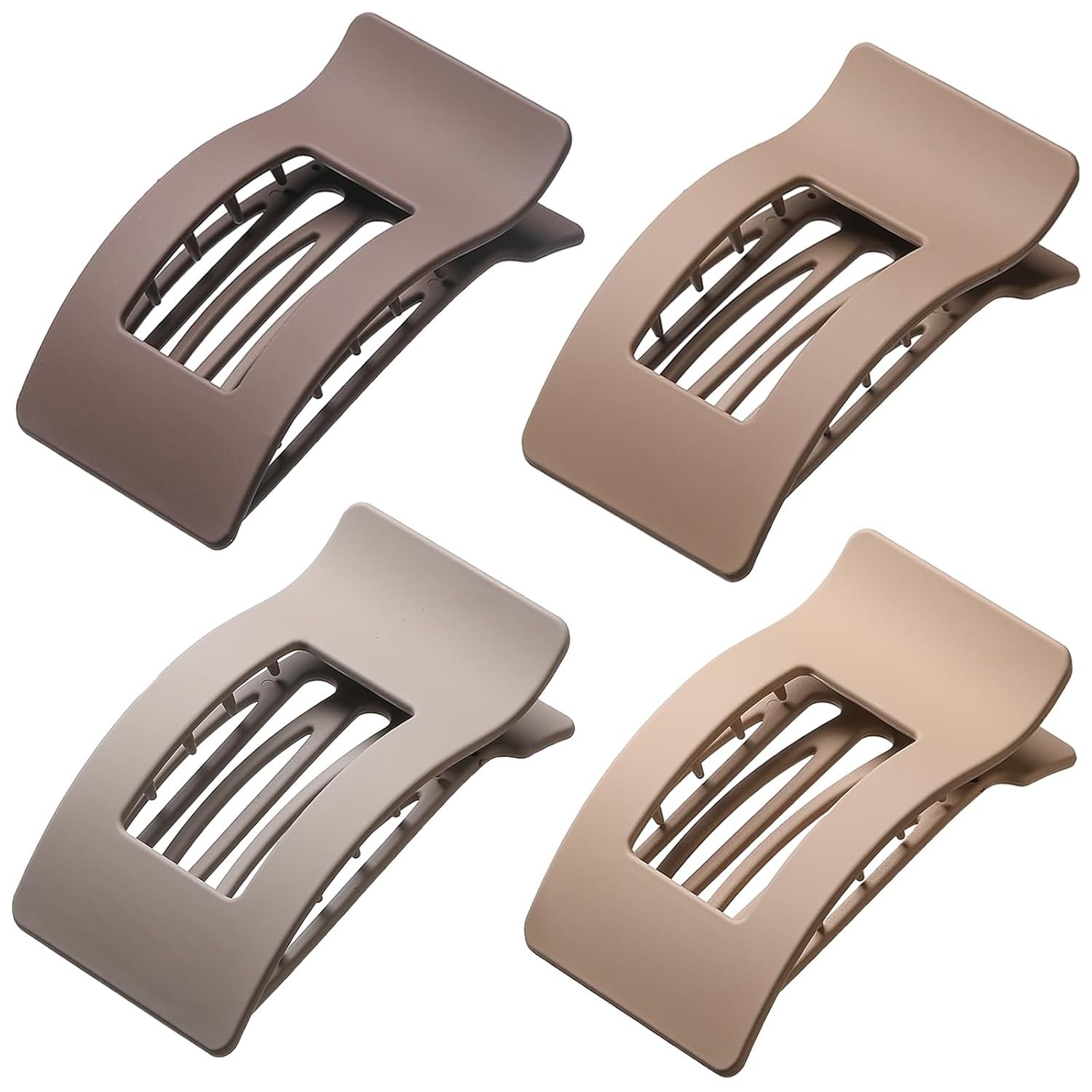 4 PCS Flat Hair Clips, Large Flat Claw Clips for Women Girls, Strong Hold French Hair Clips for Thick Thin Hair, Stylish Classic Hair Barrettes(Neutral Matte)