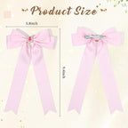 2PCS Silky Satin Hair Bows Hair Clip Blue Hair Ribbon Ponytail Holder Accessories Slides Metal Clips Hair Bow for Women Girls Toddlers Teens Kids