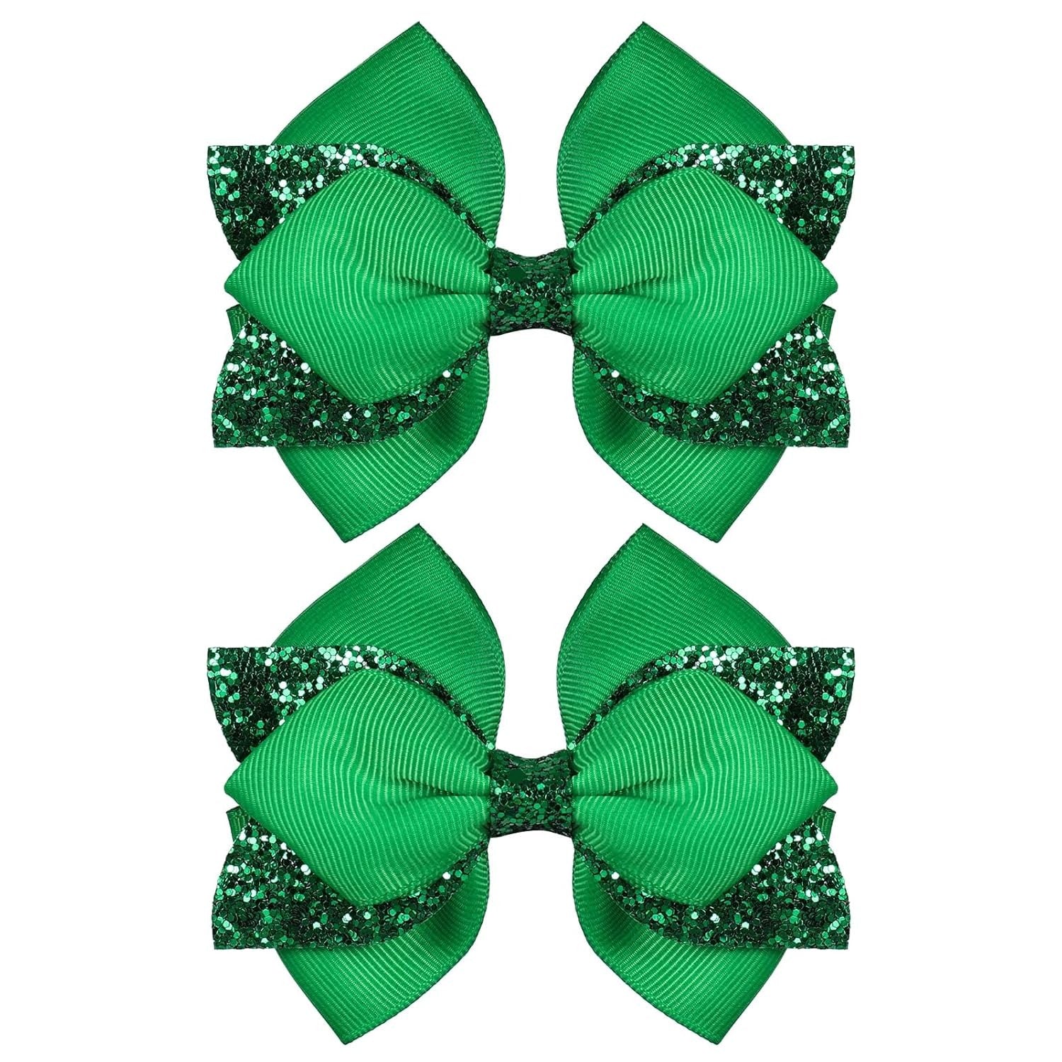 Glitter Navy Blue Ribbon Hair Bows for Girls 2pcs 4in Sparkly Sequin Cheer Bow Alligator Clips for Teens Toddler Kids School Uniform Dance Wedding Dress Accessory Birthday Gift