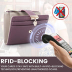 VNLVNL Wallet Women Bifold Leather Wallets for Women Credit Card Holder with ID Window Zipper Coin Pocket Deep Purple